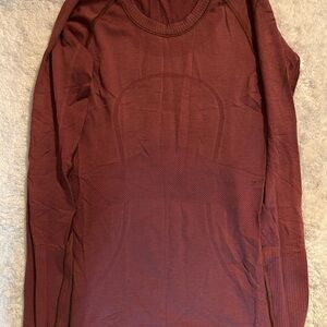 Maroon Long Sleeve athletic lululemon Top